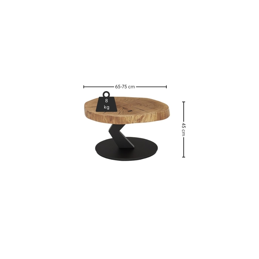 Mesa de centro ODIN, diâmetro 75 cm, carvalho/preto