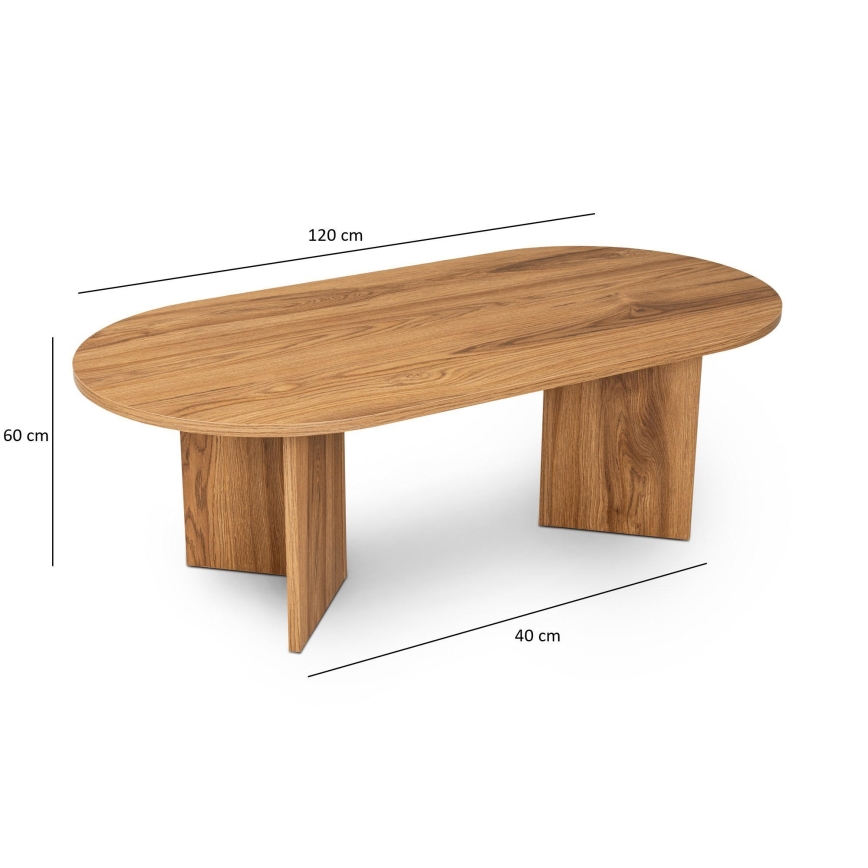 Mesa de centro OVAL 60x120 cm castanho