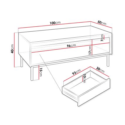 Mesa de centro OZMI 100x40 cm branca