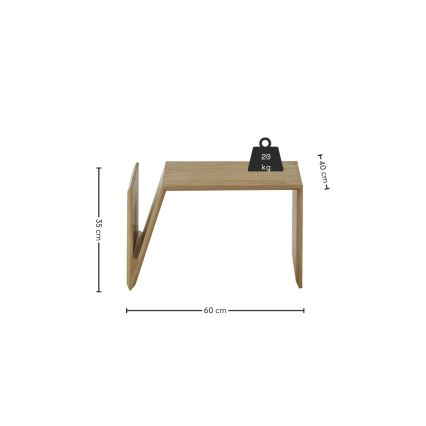 Mesa de centro PRISM 60x40 cm com ajuste vertical/horizontal em carvalho