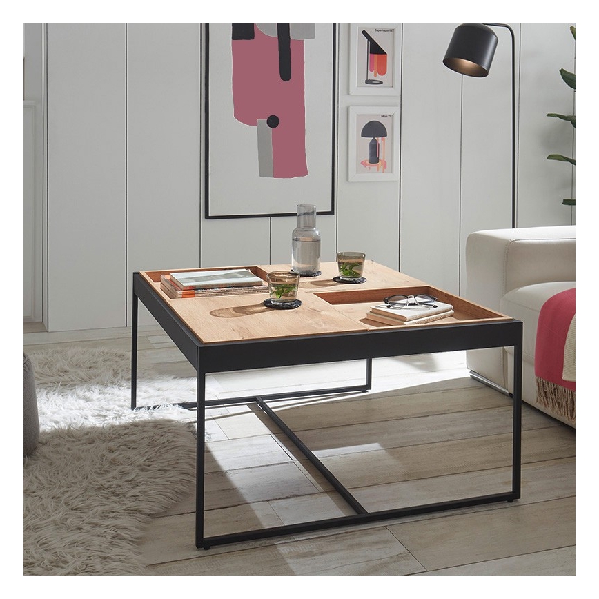 Mesa de centro PULSE 83x83 cm carvalho/preto