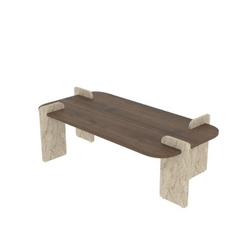 Mesa de centro PURO 120x60 cm travertino/nogueira