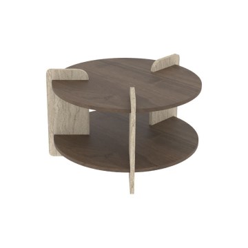 Mesa de centro PURO 70x70 cm nogueira/travertino