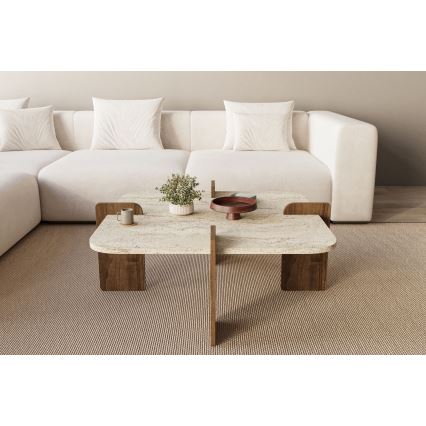 Mesa de centro PURO 90x90 cm bege/nogueira