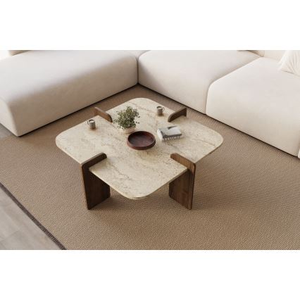 Mesa de centro PURO 90x90 cm bege/nogueira
