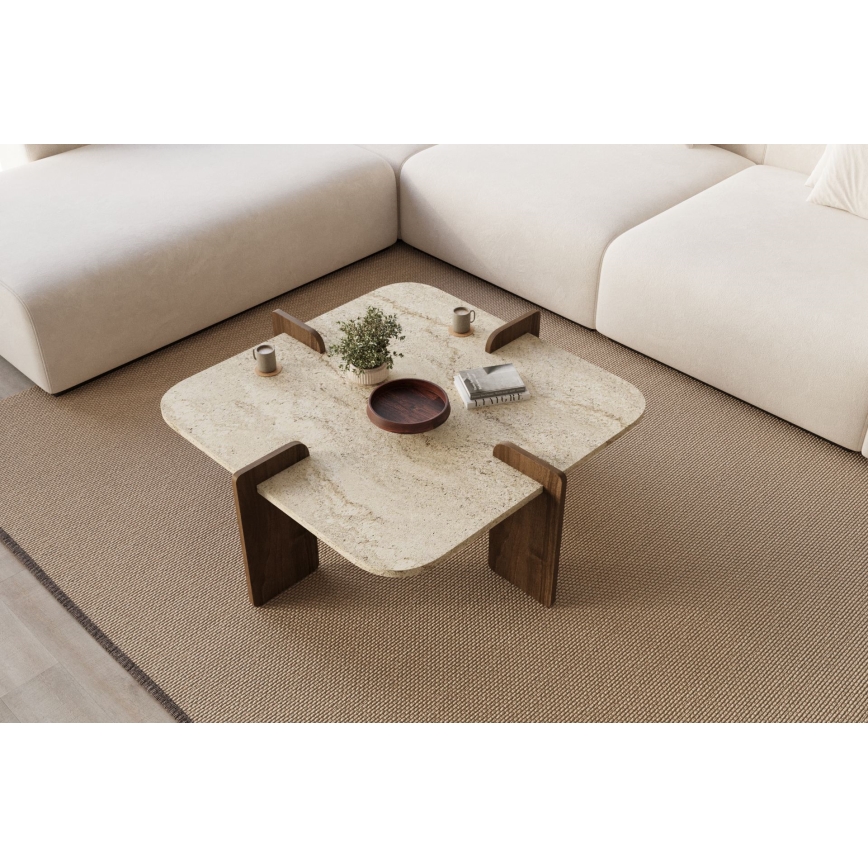 Mesa de centro PURO 90x90 cm bege/nogueira