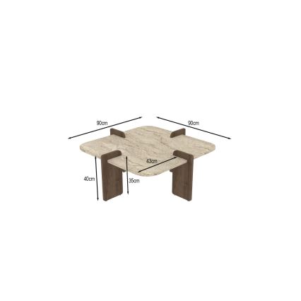 Mesa de centro PURO 90x90 cm bege/nogueira