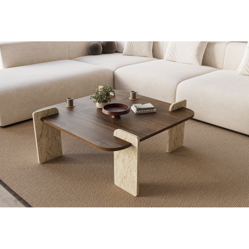 Mesa de centro PURO 90x90 cm nogueira/bege