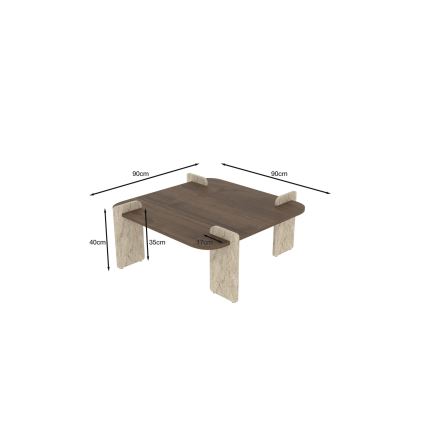 Mesa de centro PURO 90x90 cm nogueira/bege