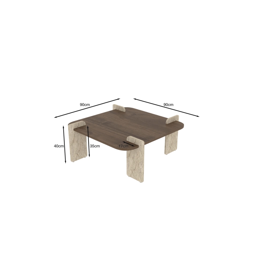 Mesa de centro PURO 90x90 cm nogueira/bege