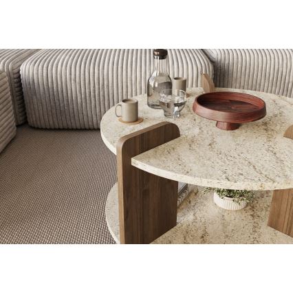 Mesa de centro PURO Ø 70 cm bege/nogueira