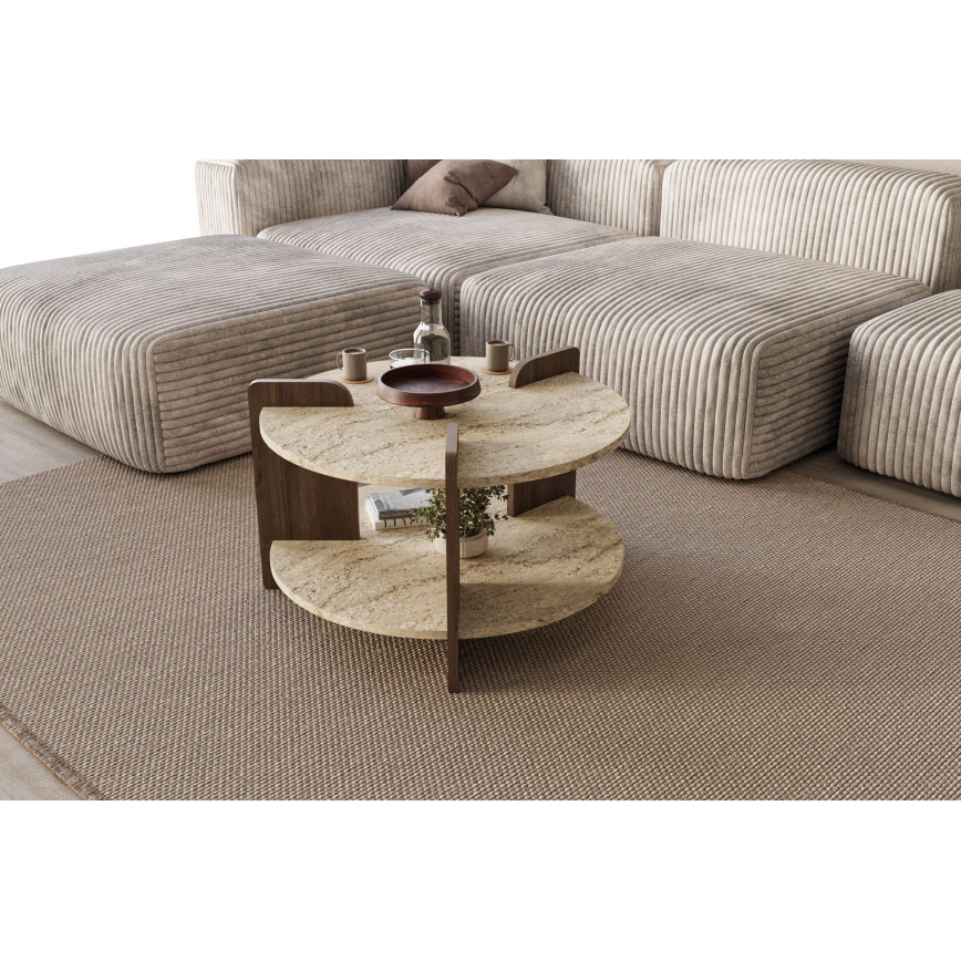 Mesa de centro PURO Ø 70 cm bege/nogueira