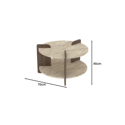 Mesa de centro PURO Ø 70 cm bege/nogueira