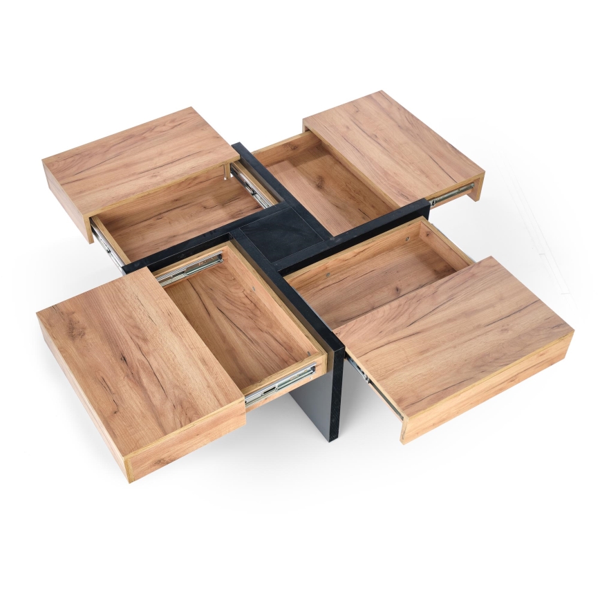 Mesa de centro RADIX 100x100 cm preto/castanho