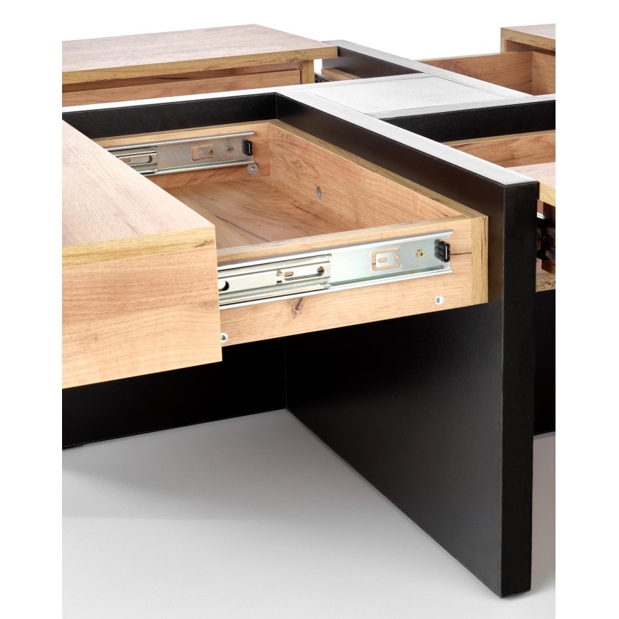 Mesa de centro RADIX 100x100 cm preto/castanho