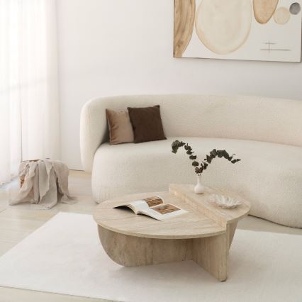 Mesa de centro REST com acabamento em efeito de mármore — bege