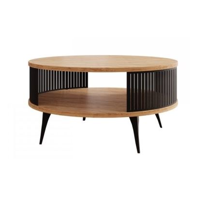 Mesa de centro ROENNI 44x75 cm preto/dourado carvalho