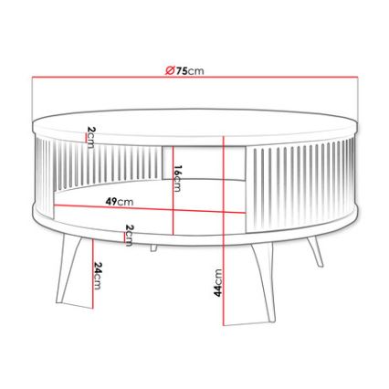 Mesa de centro ROENNI 44x75 cm preto/dourado carvalho