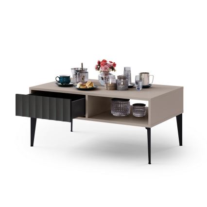 Mesa de centro com gaveta RONJA taupe/preto
