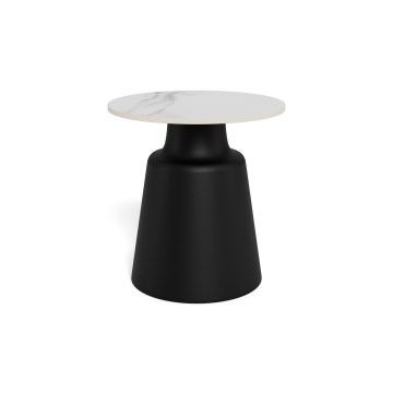 Mesa de centro SANTORINI Ø 45 cm branca/preta/cerâmica