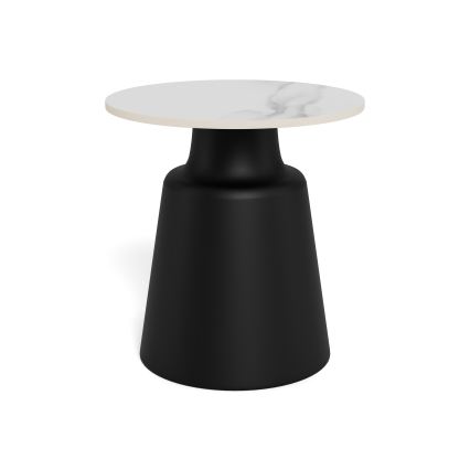 Mesa de centro SANTORINI Ø 45 cm branca/preta/cerâmica