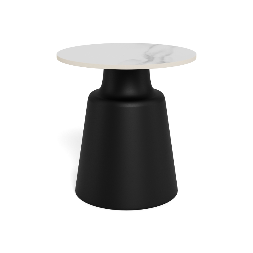 Mesa de centro SANTORINI Ø 45 cm branca/preta/cerâmica