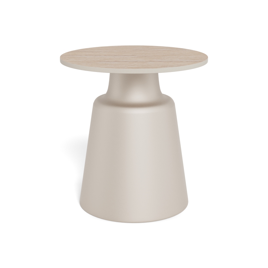 Mesa de centro SANTORINI Ø 45 cm travertino/cinzento/cerâmica