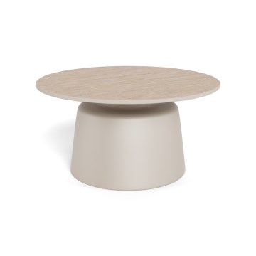 Mesa de centro SANTORINI Ø 70 cm bege/cinzento/cerâmica
