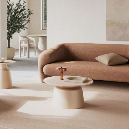 Mesa de centro SANTORINI Ø 70 cm bege/cinzento/cerâmica