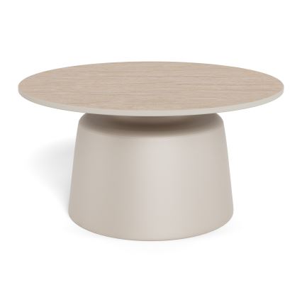 Mesa de centro SANTORINI Ø 70 cm bege/cinzento/cerâmica