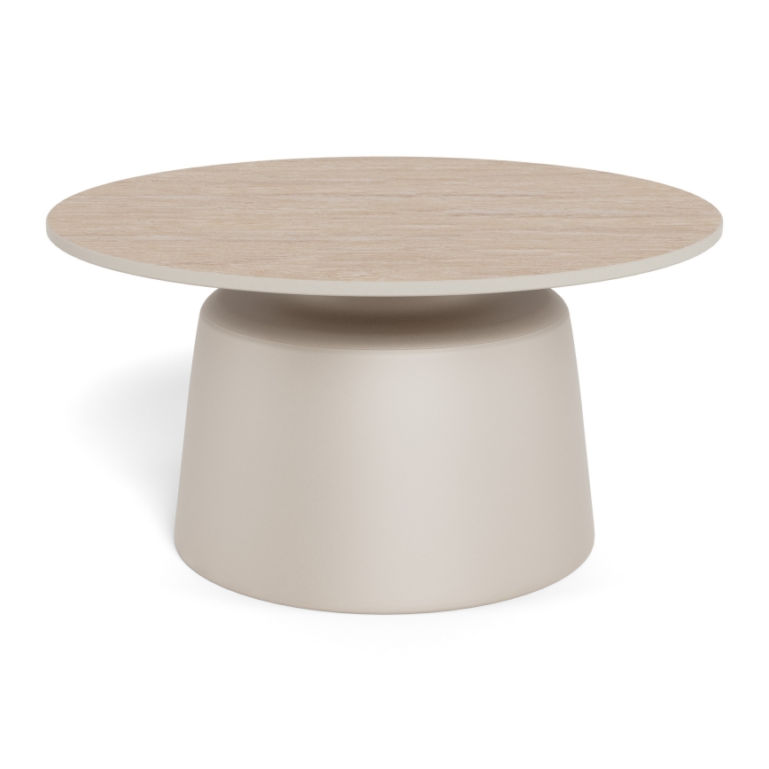 Mesa de centro SANTORINI Ø 70 cm bege/cinzento/cerâmica