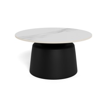 Mesa de centro SANTORINI Ø 70 cm branca/preta/cerâmica