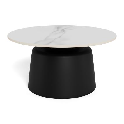 Mesa de centro SANTORINI Ø 70 cm branca/preta/cerâmica