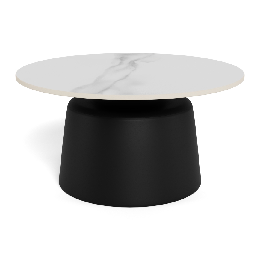 Mesa de centro SANTORINI Ø 70 cm branca/preta/cerâmica