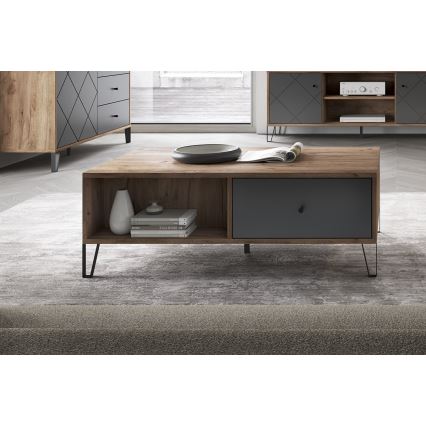 Mesa de centro SULA carvalho craft/preto