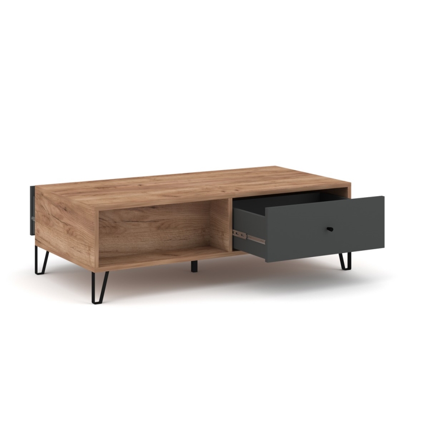 Mesa de centro SULA carvalho craft/preto