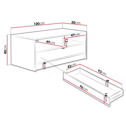 Mesa de centro TIRENO 100x40 cm preta
