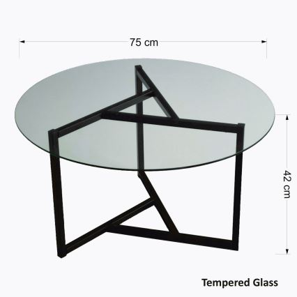 Mesa de centro TRIO 42x75 cm transparente/preto