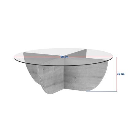 Mesa de centro VERE, Ø 90 cm, bege/transparente