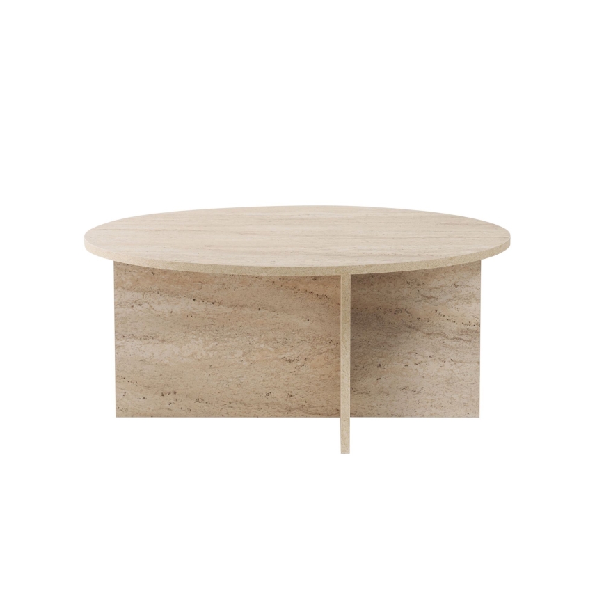 Mesa de centro VERUM, diâmetro 90 cm, travertino