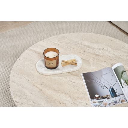 Mesa de centro VERUM, diâmetro 90 cm, travertino