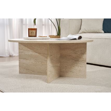 Mesa de centro VERUM, diâmetro 90 cm, travertino