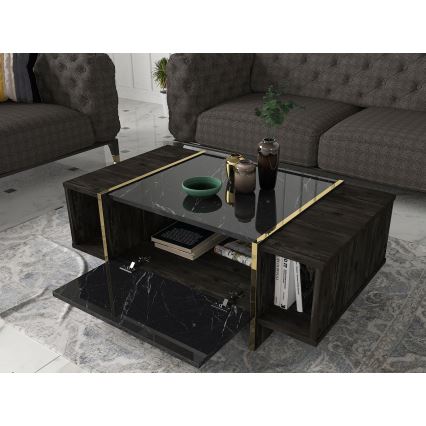 Mesa de centro VEYRON 37,3x103,8 cm preto/ouro