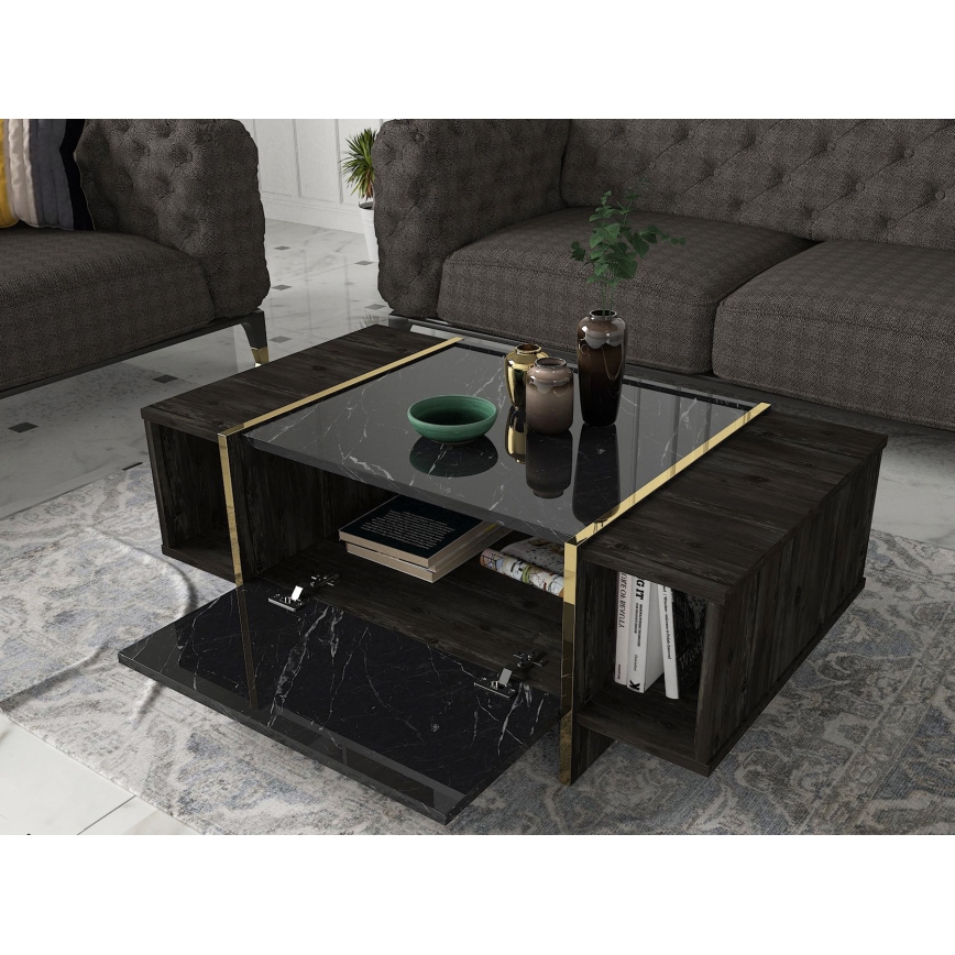 Mesa de centro VEYRON 37,3x103,8 cm preto/ouro