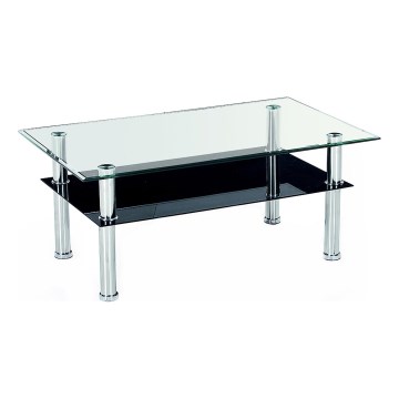 Mesa de centro YOLANDA 50x103 cm transparente/cromado brilhante