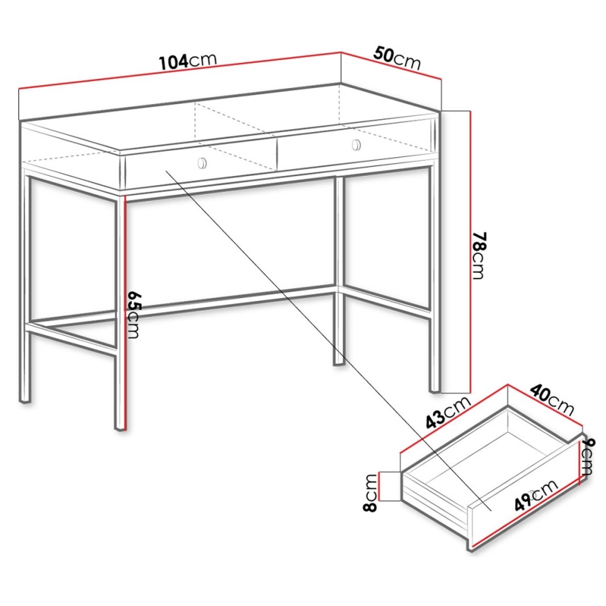 Mesa de consola MONO 78x104 cm bege/preto