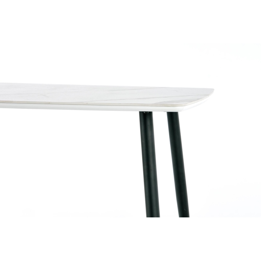 Mesa de jantar ALARA, acabamento mármore branco/preto