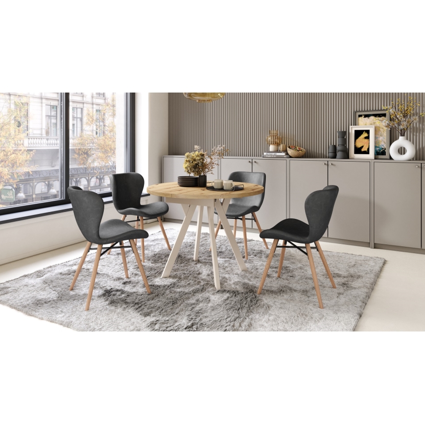 Mesa de jantar ARTUR carvalho artisan/bege