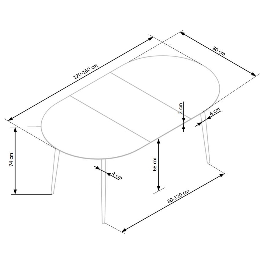 Mesa de jantar BALNOR carvalho/preto