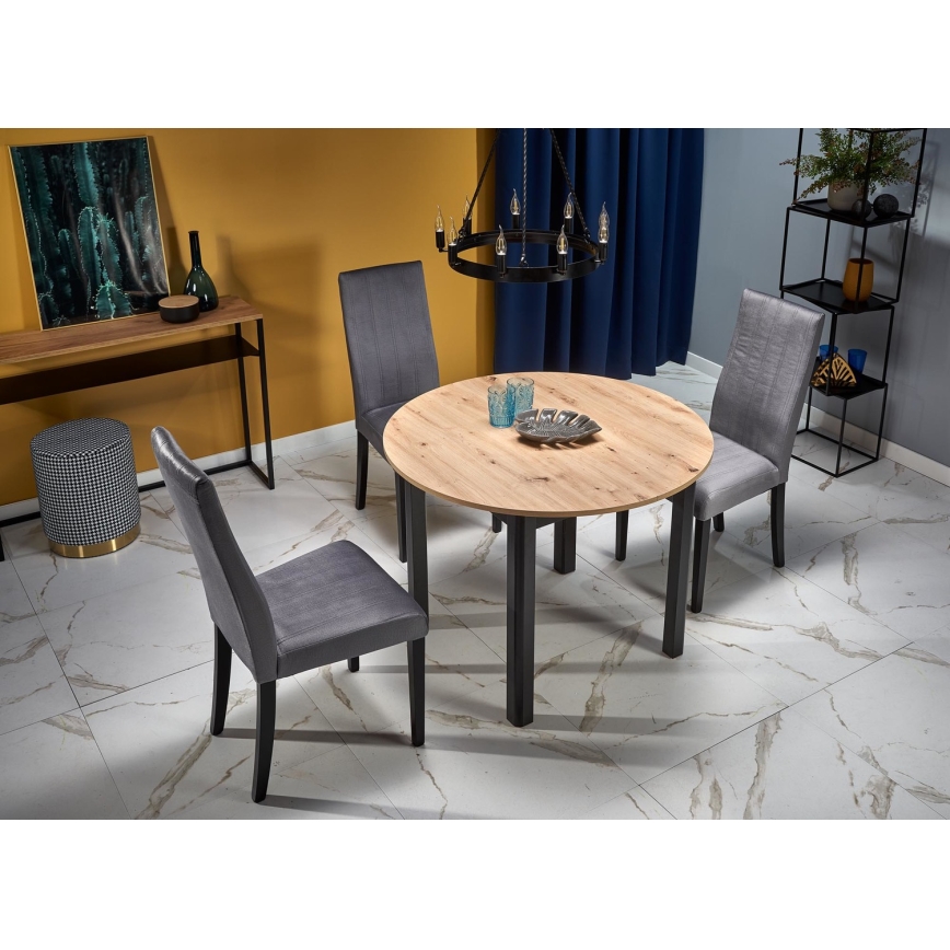 Mesa de jantar CALMIO carvalho artisan/preto